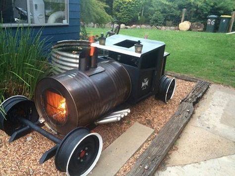 Diy Fireplace Ideas, Drum Fire Pit, Offset Smoker, Cool Fire Pits, Automotive Furniture, Oil Drum, Rocket Stoves, Fire Pit Designs, Bbq Pit