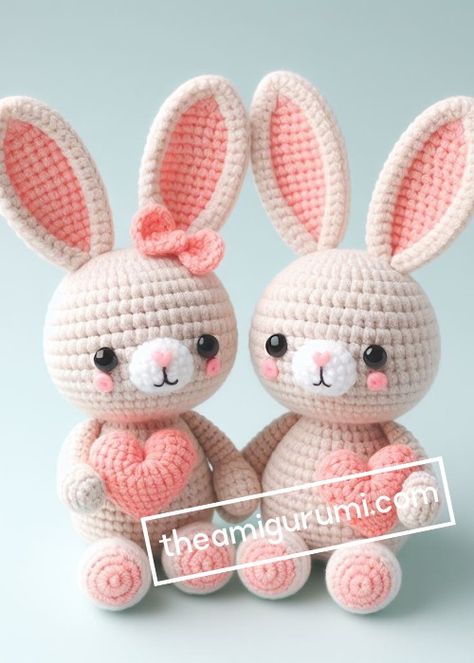 Crochet Love Bunny Amigurumi Pattern Free Free Crochet Patterns Bunny, Easter Amigurumi Free Pattern, Crochet Bunny Bag, Crochet Bunny Pattern Free, Bunny Crochet Pattern Free, Crochet Bunny Basket, Amigurumi Bunny Free Pattern, Crochet Rabbit Free Pattern, Easter Crochet Patterns Free