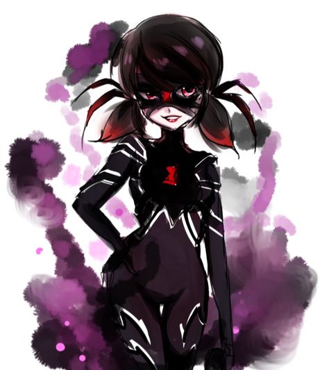 Akumatized Marinette black widow by thelazyfluffybunny Miraculous Akumatized, Marinette Miraculous Ladybug, Ladybug Art, Ladybug Wallpaper, Miraculous Ladybug Oc, Miraculous Characters, Super Cat, Miraculous Ladybug Movie, Miraculous Ladybug Fan Art