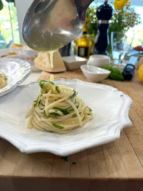 SPAGHETTI AL LIMONE (LEMON SPAGHETTI) Macaroni Spaghetti, Lemon Spaghetti, Squeezed Lemon, Lemon Olive Oil, Meyer Lemon, Spaghetti Recipes, The Amalfi Coast, Parmigiano Reggiano, Moisturizing Serum