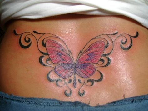 TRAMP STAMP by E-NigmaDesign. Pinned by Cindy Vermeulen. Please check out my other 'sexy' boards. X. Butterfly Tats, Tramp Stamps, Rose And Butterfly Tattoo, Cute Finger Tattoos, Stamp Tattoo, Belly Tattoos, Tasteful Tattoos, Butterfly Tattoo Designs, Back Tattoo Women