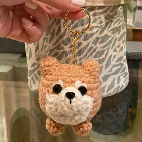 Crochet Pomeranian Keychain, Orange and Cream Mini Pom, Amigurumi Dog Crochet Pomeranian Amigurumi, Crochet Pomeranian Pattern, Pomeranian Pixel Art, Crochet Pomeranian, Dog Crochet Keychain, Pomeranian Stuffed Animal, Mini Pomeranian, Crochet Machine, Pom Dog