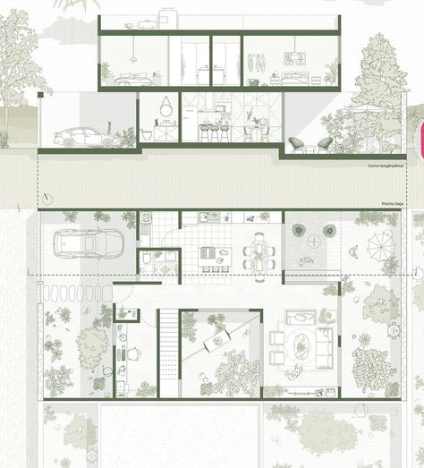 Eco House Design Floor Plans, 2d Sketch, Eco House Design, Rendered Floor Plan, House Plans With Pictures, Arch Architecture, House Floor Design, Small House Floor Plans, Architectural Floor Plans