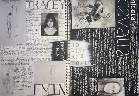 Art Gcse Artist Research Page Layout, Art Gsce Artist Research, Gcse Art Artist Research Page Layout, Tracey Emin Artist Research Page, Gcse Art Final Piece Evaluation, Artist Research Page, Art Analysis, Tracey Emin, A Level Art Sketchbook