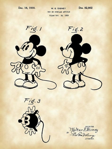 Old Mickey Mouse, Mickey Mouse Wall Art, Mouse Drawings, Mickey Mouse Wall, Mickey Mouse Toys, Mouse Wall, Patent Art Prints, Walt Disney Mickey Mouse, Mickey Mouse Art