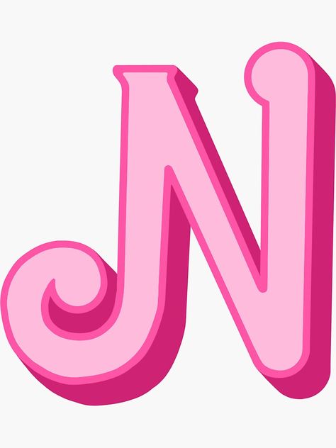 Barbie Alphabet Letters, Barbie Letters, Sticker Drawing, Initial N, The Letter N, Toddler Parties, Birthday Cake Topper Printable, Alphabet Images, Barbie Birthday Party