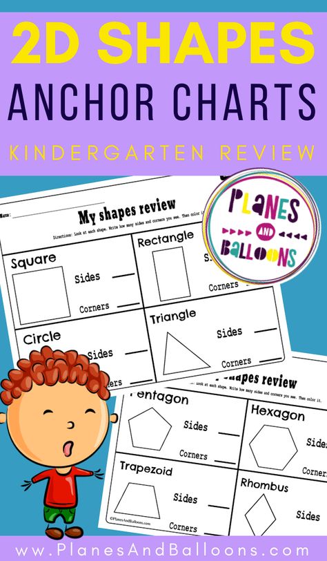 2d shapes kindergarten worksheets free printable - 2d shapes anchor charts for kindergarten. #kindergarten #math #planesandballoons Shapes Anchor Chart Preschool, Anchor Charts For Kindergarten, 2d Shapes Kindergarten, Properties Of 2d Shapes, Shapes Preschool Printables, Shape Anchor Chart, Shapes Worksheet Kindergarten, Kindergarten Anchor Charts, Shapes Kindergarten