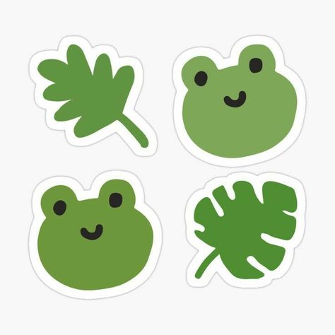 Dark Green Stickers, Homemade Sticker Ideas, Cute Hamburger, Good Stickers, Easy Dragon Drawings, Green Stickers, Kitten Drawing, Frog Illustration, Homemade Stickers