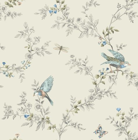 Heligan Cream Wallpaper | Departments | DIY at B&Q Bird Wallpaper Bedroom, Vintage Bird Wallpaper, Wallpaper Cream, Art Chinois, Cream Wallpaper, Chinoiserie Wallpaper, Diy Wallpaper, Bird Wallpaper, Botanical Wallpaper