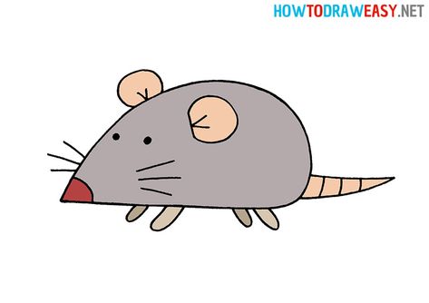 How to Draw a Rat Easy #Rat #RatDrawing #EasyDrawing #HowtoDraw #Mouse #Animals #AnimalsDrawing #Sketch #Sketching Cute Rat Drawings, Draw Cute Animals, Drawing Nose, Rat Drawing, Floral Sketches, Elementary Drawing, Cartoon Rat, Instructional Materials, Whimsical Characters