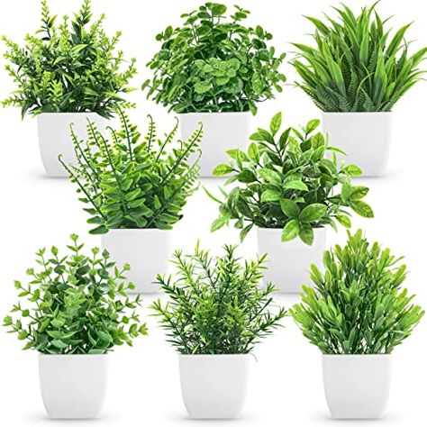 Der Rose 8 Packs Fake Plants Small Artificial Faux Potted Plants for Home Office Farmhouse Bathroom Bedroom Decor Indoor Home Office Green, Plants For Home Office, Faux Potted Plants, Fake House Plants, Home Office Farmhouse, Fake Potted Plants, Office Green, Artificial Plants Decor, Fake Plants Decor