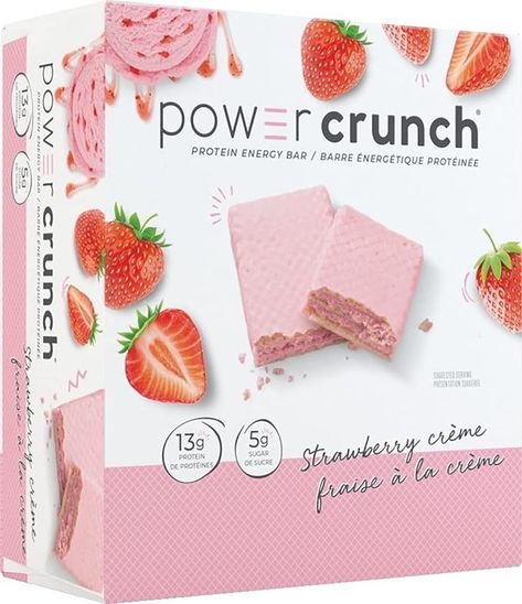 DELICIOUS TASTING WHEY PROTEIN BARS: Power Crunch Bars are the perfect protein snacks. With 13 grams of protein and only 5 grams of sugar, these Strawberry Crème energy bars are the ideal snacks. YOU WILL RECEIVE: Twelve (12) Power Crunch Protein Bars, Strawberry Creme, 1.4 oz each EASY-TO-DIGEST SNACKS UNLIKE ANY OTHER: Power Crunch High Protein Bars are made with high-DH hydrolyzed Proto Whey Protein. This is the pinnacle of smart protein nutrition Allergen information: peanuts_may_contain Power Crunch Bars, Crunch Protein Bar, Best Protein Bars, High Protein Bars, Strawberry Protein, Coconut Protein, Energy Bar, Crunch Bar, Nutrition Bars