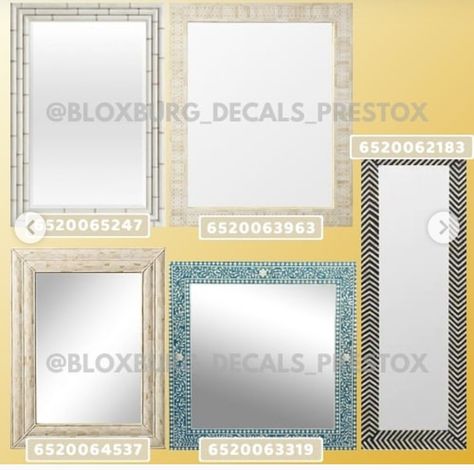 Bloxburg Beach House, House Outline, Coastal Mirrors, Headboard Decal, Modern Decals, Blocksburg Room Ideas￼, Mirror Decals, Roblox Image Ids, House Decals