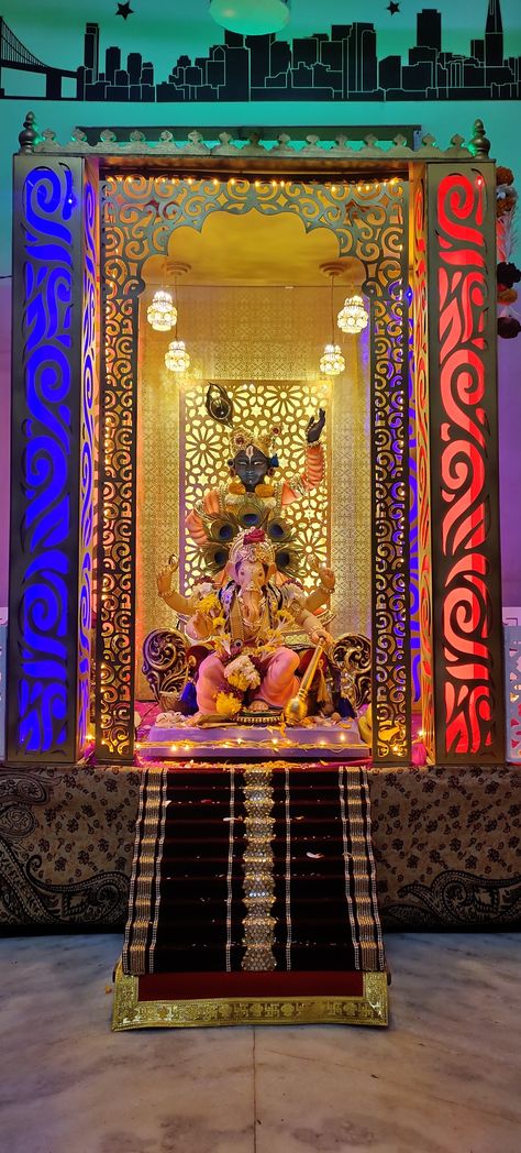 Gannu Bappa, Bappa Decoration, Ganpati Picture, Ganpati Decoration Theme, Ganpati Decor, Iphone Wallpaper Bright, Durga Pooja, Ganesh Chaturthi Decoration, Ganesh Puja