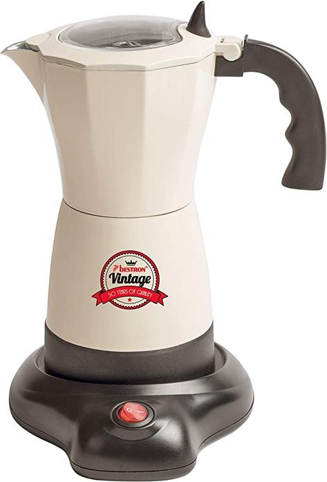 Bestron Cafetera Eléctrica para Expreso, Vintage, 6 Tazas de Expreso, 480 W, Aluminio, Beige: Amazon.es: Hogar Russel Hobbs, Vase Lamp, Food Drawings, Milk Frother, Stove Top Espresso, Electric Kettle, Espresso, Coffee Maker, Kitchen Appliances