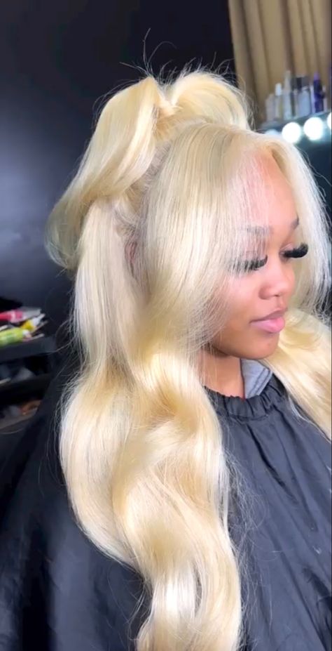 613 Wig Hairstyles, Blonde Wig Hairstyles, 13x4 Lace Front Wig, Frontal Wig Hairstyles, 613 Blonde, Frontal Hairstyles, Hair Laid, Dope Hairstyles, Hair Ponytail Styles