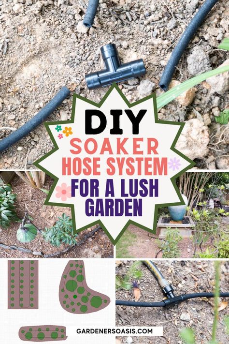 DIY Soaker Hose System (How To Install Soaker Hoses For A Greener Garden) | DIY Gardening Water Timer, Garden Watering System, Soaker Hose, Vegetable Garden For Beginners, Full Sun Plants, Garden Irrigation, Sun Plants, Spring Plants, Evergreen Plants