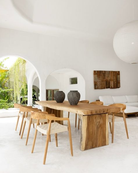 Hermosa Living (@hermosaliving_) • Instagram photos and videos Coastal Dining Chairs, Mediterranean Furniture, Boho Dining Chairs, Resort Living, Teak Frame, Coastal Style, Rustic Elegance, Tahini, Unique Furniture