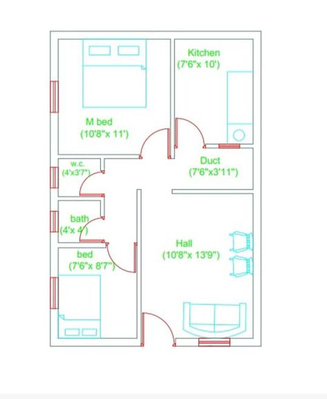 House plan in 600sq.ft. 20×30 House Plan, 600 Sq Ft House Plans, 900 Sq Ft House, 800 Sq Ft House, 20x30 House Plans, Low Budget House, Budget House Plans, Feeling Pictures, Home Design Plan