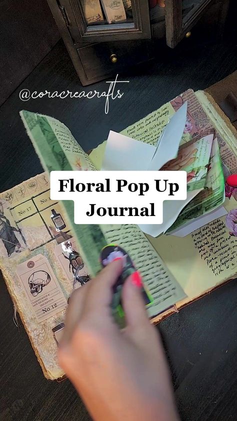 Pop Up Journal, Pop Up Journal Page, Floral Junk Journal Ideas, Pocket Craft, Cute Journals, Creative Journal, Journal Pages, Washi, Pink Floral