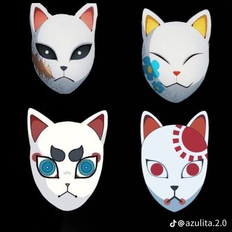 Demon Slayer Base Pose, Demon Slayer Mask, Anbu Mask, Nerdy Decor, Anime Crafts Diy, Brown Hairstyles, Kitsune Mask, Japan Crafts, Mask Drawing