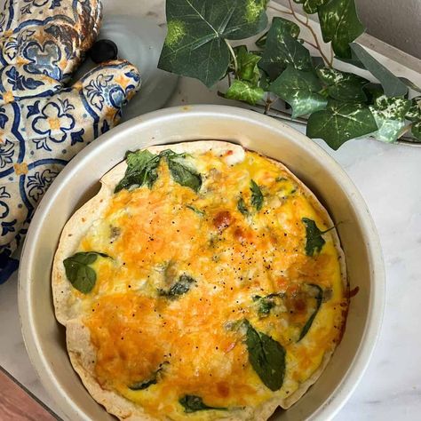 Tortilla Quiche Bake Tiktok Recipe - Recipe Diaries Tortillas Quiche Bake, Tortilla Breakfast Quiche, Tortilla Quiche Bake Recipe, Tortilla Crust Quiche, Tortilla Quiche Recipe, Quiche With Tortilla Crust, Tortilla Baked Quiche, Breakfast Tortilla Quiche Bake, Tortilla Quiche Bake