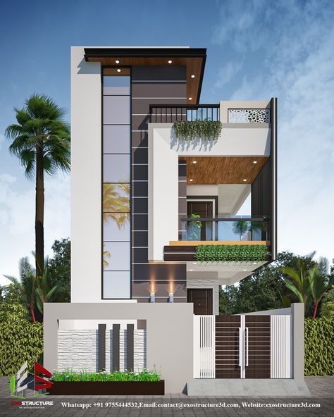 Dream Home for small family 👪 Front Stairs Elevation Designs, Elevation Designs For House, Home Elevation Design, Elevation Architecture, Home Elevation, Building Front Designs, 3d Elevation, Small House Elevation, Small House Front Design