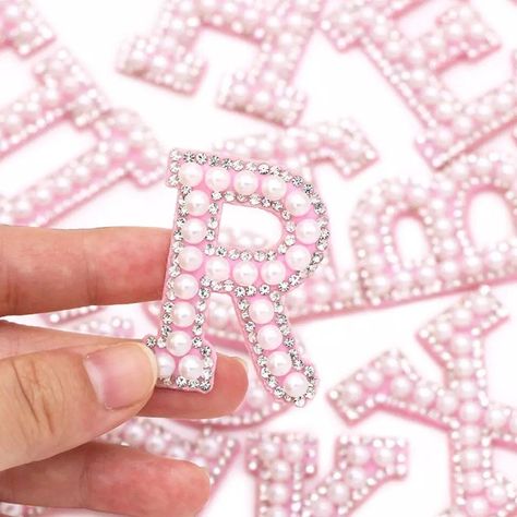 Letter Patches, Pearl Letters, Rhinestone Letters, Pink Bottom, Pink Letter, Fabric Glue, Pink Sparkle, Cotton Set, Pink Beads