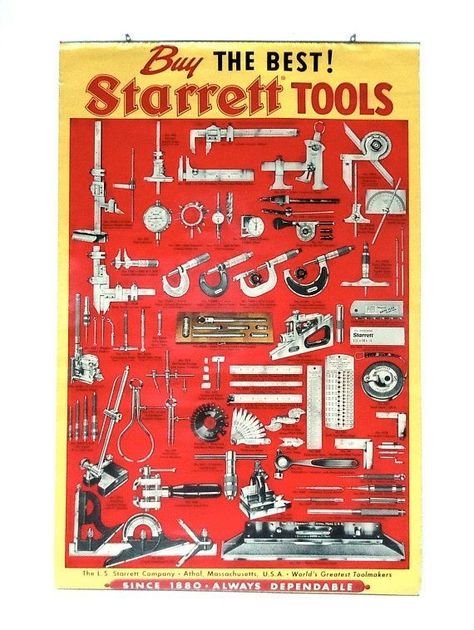 Starrett Tools, Tool Poster, Machinist Tools, Drafting Tools, Precision Tools, Tools Hardware, Garage Tools, Old Tools, Garage Design