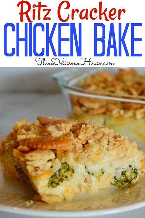 The ultimate comfort food recipe: Chicken Broccoli Rice Ritz Casserole a super easy to make dish topped with crushed Ritz Crackers. Cheesy and satisfying, this family favorite casserole is so simple to make ahead for busy weeknight dinner prep. #ritzchicken #chickenandricecasserole Broccoli Chicken Ritz Casserole, Chicken And Rice Ritz Casserole, Chicken Broccoli Ritz Cracker Casserole, Chicken Broccoli Rice Cheese Casserole Ritz Crackers, Chicken Broccoli Rice Cheese Casserole With Ritz, Chicken Broccoli Casserole Ritz Crackers, Ritz Chicken Casserole With Rice, Chicken And Rice Casserole Recipes With Ritz Crackers, Chicken Rice Ritz Cracker Casserole