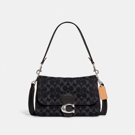 Soft Tabby Shoulder Bag In Signature Denim | COACH® Coach Soft Tabby Shoulder Bag, Soft Tabby Shoulder Bag, Coach Soft Tabby, Tabby Shoulder Bag, Pay Rise, Hand Style, Dream Wishlist, Inside My Bag, Purse Essentials