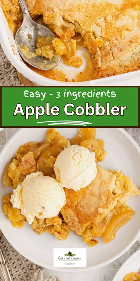 Whip up the best apple cobbler ever with just three ingredients! This quick and easy dessert combines apple pie filling with a cake mix for a homemade treat that's pure comfort food bliss. It's perfect for when you're craving apple desserts but don't have a lot of time. This might just become your new favorite cobbler recipe! Whether it's a weeknight or a special occasion, this easy cobbler is your go-to for delicious, no-fuss baking. Make it for your family tonight! Apple Pie Filling Cake, Pie Filling Cake, Apple Cobbler Easy, Easy Apple Cobbler, Easy Cobbler, Easy Dumplings Recipe, Filling Cake, Apple Dumpling Recipe, Apple Cobbler Recipe