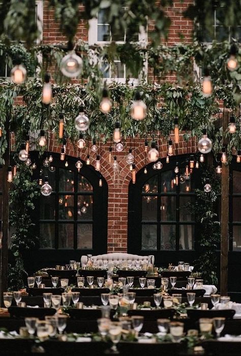 18 Beautiful Ideas Industrial Wedding Decor ❤ industrial wedding decor wedding light in reception decor brightwoodphoto  #weddingforward #wedding #bride Bobo Wedding, Industrial Wedding Reception, Deer Flowers, Fall Greenery, Industrial Wedding Decor, Hanging Greenery, Lighting Wedding, Wedding Reception Lighting, Wedding Ambiance