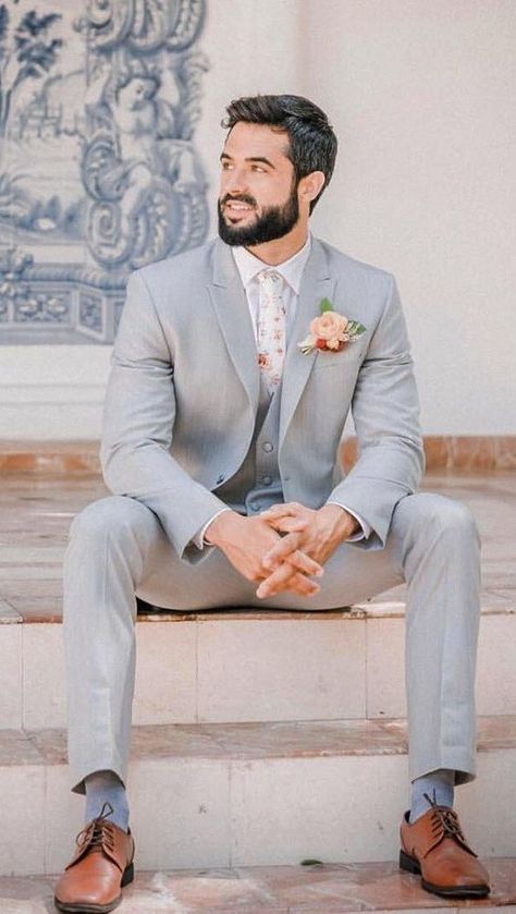 Best Groom Suits, Pastel Suit, Engagement Suits, Douglas Friedman, Suit For Men Wedding, Suits Groom, Groom And Groomsmen Suits, Grey Suit Men, Wedding Outfit Men