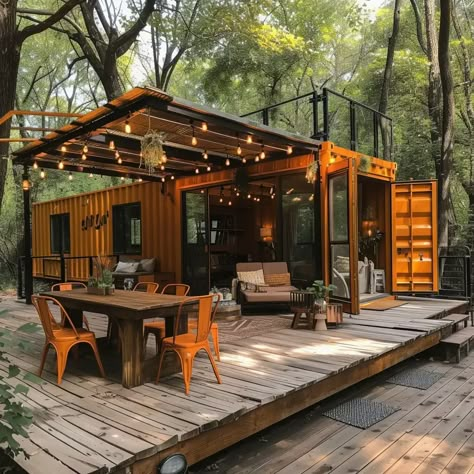 Top 5 DIY container cabin projects in the US captivating millions with their unique design and sustainable approach. Shipping Container Cabin Interior, Unique Shipping Container Homes, Container Camp House, Cozy Container Homes, Tropical Container House, Rustic Shipping Container Homes, Container Kitchen, Container Barn Ideas, Shipping Container Tiny Home