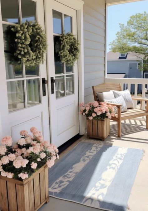 We are sharing over 23 beautiful Summer porch decor ideas to give you inspiration to decorate and style your front porch for the warmer months! Small Porch Decorating, Summer Porch Decor, Spring Porch Decor, Summer Front Porches, Summer Porch, Small Front Porches, Small Porches, Front Porch Decorating, Porch Design