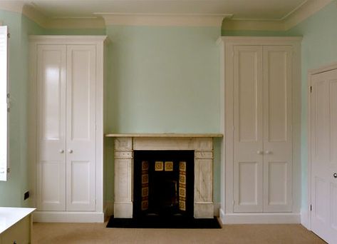 Bedroom Fireplace Wardrobes, Built In Wardrobe Door Ideas, Built In Wardrobe Ideas Alcove, Built In Wardrobe Doors, Painted Wardrobes, Fireplace Wardrobe, Bedroom Alcove, Alcove Wardrobe, Alcove Cupboards