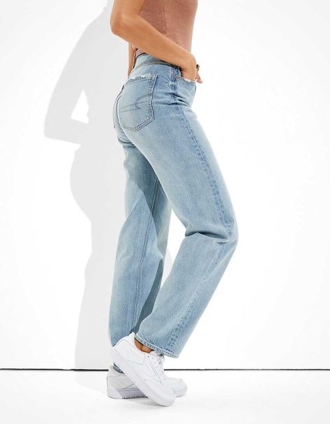 American Eagle Mom Jeans Outfit, How To Style Baggy Jeans, Type Of Jeans, Baggy Straight Jeans, Style Baggy Jeans, Styling Jeans, Baggy Jeans Outfit, Cute Outfits With Leggings, Outfit Collection