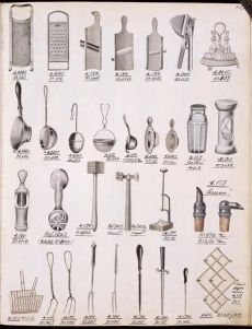 What’s a thingamajig, exactly? | Happy Gourmand 1910 Kitchen, Kitchen Utensils Illustration, Antique Kitchen Utensils, Antique Interior Design, Catering Logo, Kitchen Essentials List, Victorian Kitchen, Vintage Kitchen Utensils, Primitive Kitchen