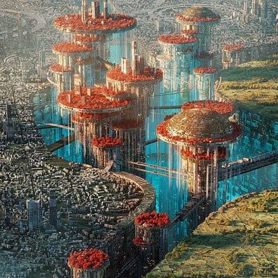 ArtStation - Annibale Siconolfi | Inward Utopia World, Human Overpopulation, Utopia City, Colorized Historical Photos, Red City, Egypt History, 3d Images, Photography Illustration, History Photos