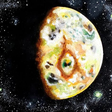 New painting with another of Jupiter's moon : Io. Known for its volcanic activity, Io was very interesting to paint, especially because I could explore, and use a few more colors. Prints will be added soon in the shop! ✨️ . #art #cosmos #cosmicart #planets #moons #jupitersmoons #io #solarsystem #cosmicartist #astroart #spacelovers #artlovers #peintureacrylique #nightsky #espace #etoiles #faraway #spacepainting #originalart #artprint #buyfromartists #peintres #artistepeintre #artbyanacr . [Sou... Jupiter Moons, Space Painting, Cosmic Art, Space Lovers, New Painting, Very Interesting, Shop Art, Solar System, Night Skies