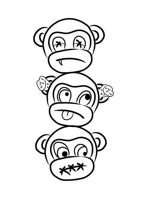 Monkey Svg, See Hear Speak No Evil, Three Monkeys, Diamond Tattoo, Monkey Tattoos, Three Wise Monkeys, Wise Monkeys, Graffiti Doodles, Speak No Evil