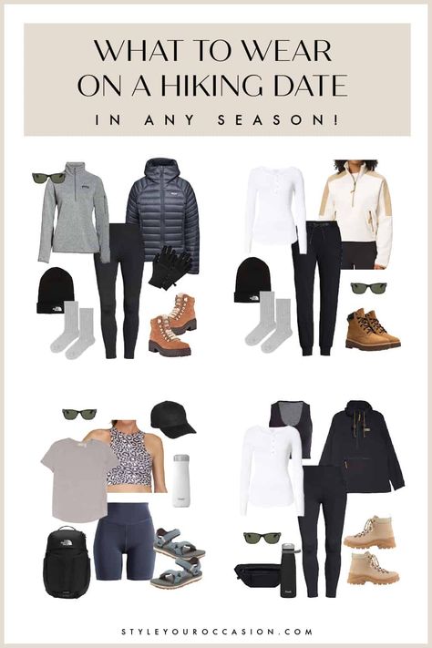 What To Pack For A Hiking Trip, Cold Weather Hiking Outfit, Winter Hiking Outfit Women, Walk Outfits, Hiking Aesthetic Outfit, Walking Outfit Outdoor, Spring Hiking Outfits, Stylish Hiking Outfit, Cute Hiking Outfits