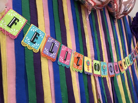 Mexican theme birthday banner using Cricut images. Fiesta banner Mexican Birthday Theme, Cricut Birthday Banner, Mexican Banner, Banner Cricut, Cricut Birthday, Mexican Birthday, Banner Drawing, Using Cricut, Cricut Images