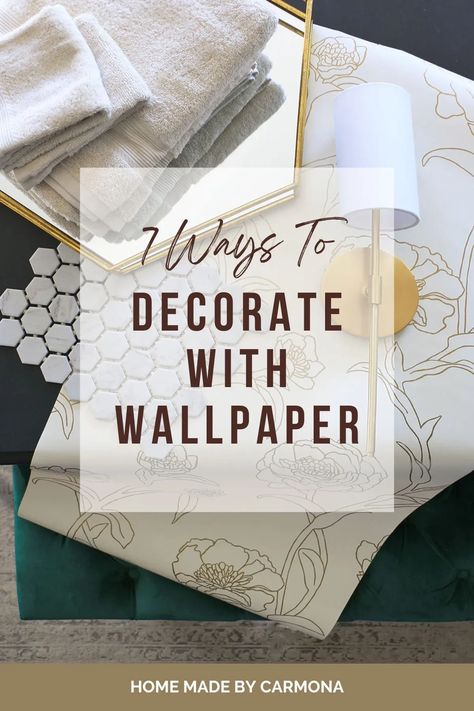 Wallpaper is a great way to add visual interest and personality to any space, but where and how should you use wallpaper in your home? We're exploring creative uses of wallpaper and loads of tips to use it right! | Home Made by Carmona Decorate With Wallpaper, Decorating With Wallpaper, Powder Room Makeover, Wallpaper Ceiling, With Wallpaper, Animal Print Wallpaper, Bold Wallpaper, Inside Design, The Wallpaper