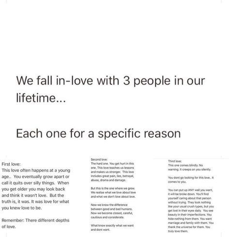 We Fall In Love With 3 People In Our Lifetime, Lifetime Quotes Relationships, 3 Loves In Your Lifetime Quote, When Two Souls Fall In Love, 3 Loves In A Lifetime Quote, We Fall In Love With 3 People, Text First Quotes, 3 Loves In A Lifetime, Lifetime Love Quotes