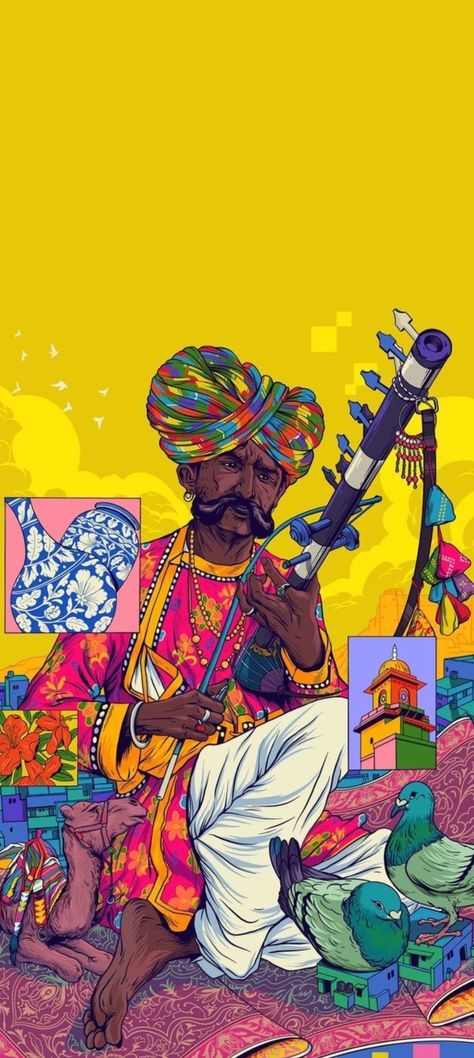 Indian Culture Illustration, Arab Illustration, Indian Pop Art, Indian Illustrations, Modern Indian Art, Pakistani Culture, Indian Illustration, Fashion Illustration Collage, Deep Art