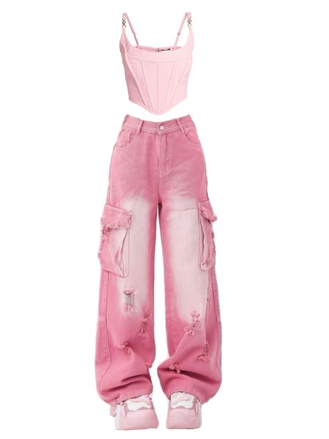 K Pop Clothing, Kpop Pink Outfits Ideas, Cute Kpop Outfits Pink, Pink Outfits Jeans, Pink K Pop Outfits, Kpop Pink Outfit, Stage Outfits Pink, Outfits Idols Kpop, Pink Kpop Outfit