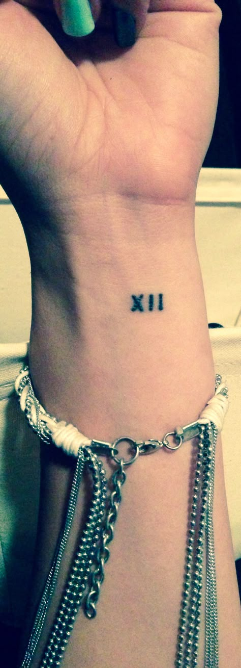 Roman numeral tattoo. XII. Lucky number Friday The 13 Tattoo, Marine Corps Tattoo, 13 Tattoo Ideas, Forever Tattoos, Namaste Tattoo, Roman Numeral Tattoo, Numeral Tattoo, 13 Tattoo, 12 Tattoos