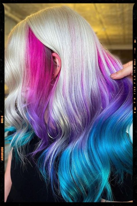 Image edited by AirBrush App. Filter: Color - ULT-3. Adding multiple colors is such an exciting way to bring out your creative side. These different hues combined create the perfect color melt to show off under any hair color. #hair #haircoloridea #mermaidhaircolor #peekaboohighlights #longhair #photoeditor #filter #airbrushapp #retouch #airbrushfilter Mermaid Hair Color, Peekaboo Highlights, App Filter, Color Melt, Ash Brown Hair, Airbrush App, Color Melting, Ash Brown, Color Hair